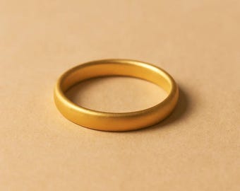 6mm Matte Gold Vermeil Ring | Sterling Silver Minimalist Band