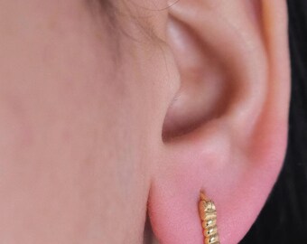 Gold Vermeil Hoop Earrings, 925 Sterling Silver, Dainty Minimalist Everyday Jewelry