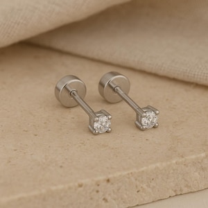 Dainty CZ Diamond Stud Earrings: 925 Sterling Silver, Gold Vermeil