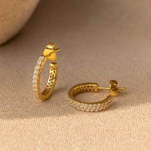 Gold Vermeil Huggie Earrings: 925 Sterling Silver Small Hoops