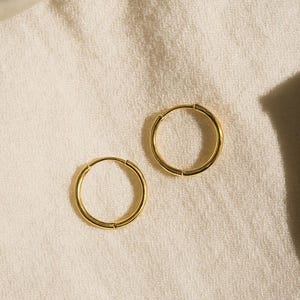 Gold Vermeil Hoop Earrings: 925 Sterling Silver, Lightweight Minimalist