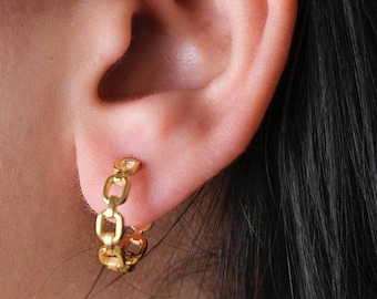 Gold Vermeil Hoop Earrings, 925 Sterling Silver, Dainty Hoops, Minimalist Earrings, Everyday Jewelry, Gift for Her