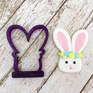 Floral Bunny Head Cookie Cutter and Fondant Cutter and Clay Cutter