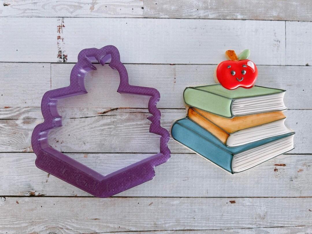 Book Stack With Apple Cookie Cutter and Fondant Cutter and Clay Cutter ...