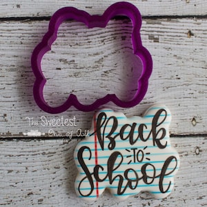 Back to School Hand Lettered Cookie Cutter and Fondant Cutter and Clay Cutter with Optional Stencil