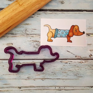 Dachshund or Wiener Dog in a Sweater Cookie Cutter or Fondant Cutter and Clay Cutter
