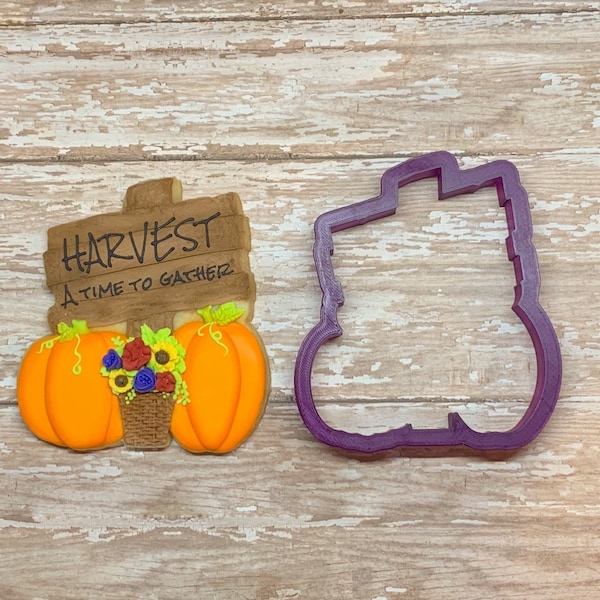 Pumpkin Patch Wooden Sign or Gone Fishing or North Pole Sign Cookie Cutter and Fondant Cutter and Clay Cutter