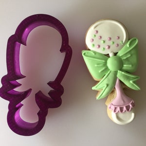 Miss Doughmestic Baby Rattle with Bow Cookie Cutter and Fondant Cutter and Clay Cutter