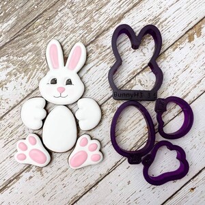Bunny Platter Set of 4 Cookie Cutter and Fondant Cutter and Clay Cutter