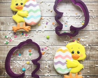 Easter Chick with Egg Cookie Cutter or Fondant Cutter and Clay Cutter