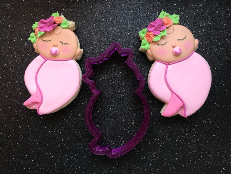 Miss Doughmestic Swaddled Baby with Florals 3 Cookie Cutter | Etsy