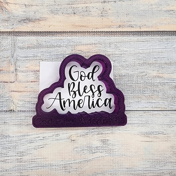 God Bless America Hand Lettered Cookie Cutter and Fondant Cutter and Clay Cutter with Optional Stencil