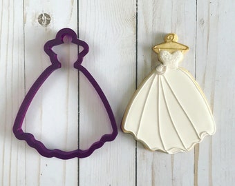 Dress on Hanger #1 Wedding Dress Bridesmaid Quinceanera Prom Formal Cookie Cutter or Fondant Cutter and Clay Cutter