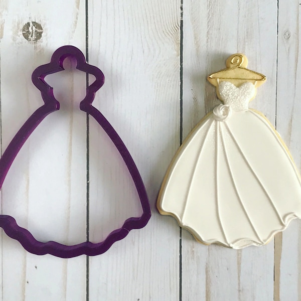 Dress on Hanger #1 Wedding Dress Bridesmaid Quinceanera Prom Formal Cookie Cutter or Fondant Cutter and Clay Cutter