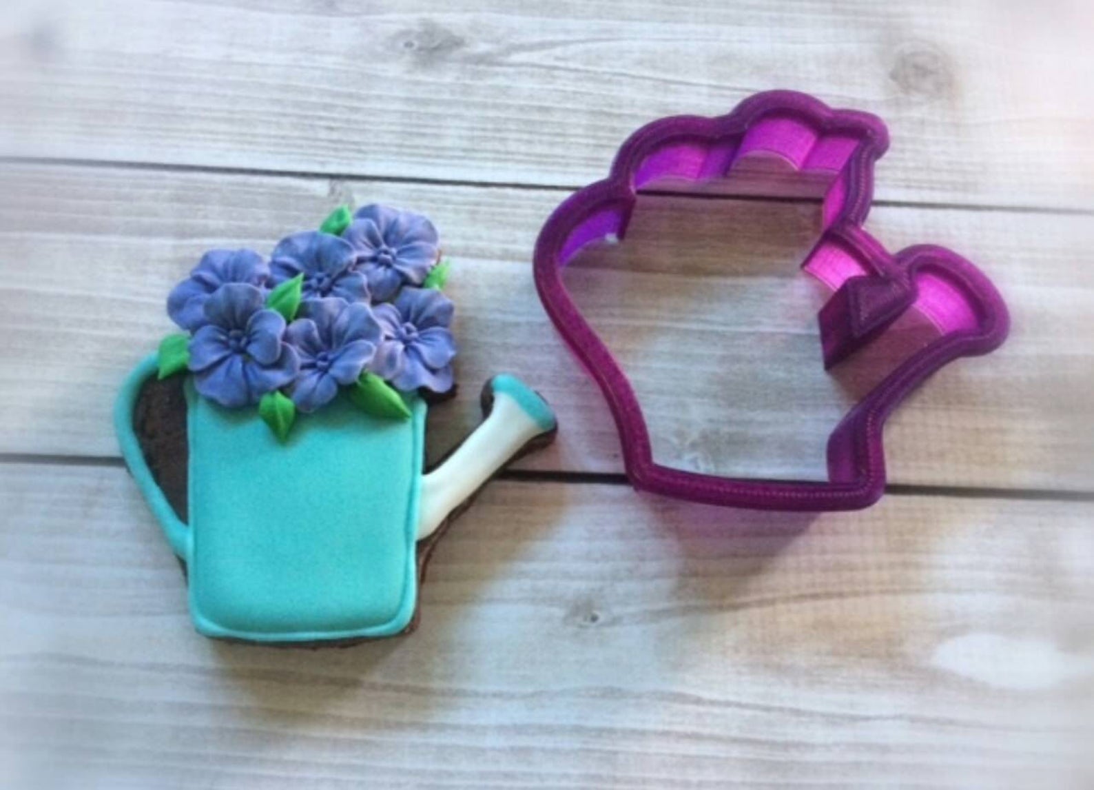 Flower Bouquet Watering Can Cookie Cutter and Fondant Cutter Etsy