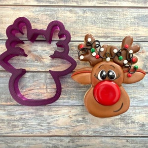 Reindeer Head #3 Cookie Cutter and Fondant Cutter and Clay Cutter