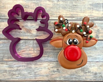 Reindeer Head #3 Cookie Cutter and Fondant Cutter and Clay Cutter