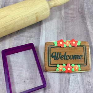 Rechthoek 3,5 x 2,25 met welkomstmat, koekjesvorm en fondantvorm en kleivorm