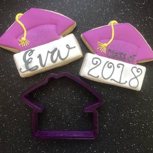 Miss Doughmestic Graduation Cap with Name or Year Plaque Cookie Cutter or Fondant Cutter and Clay Cutter