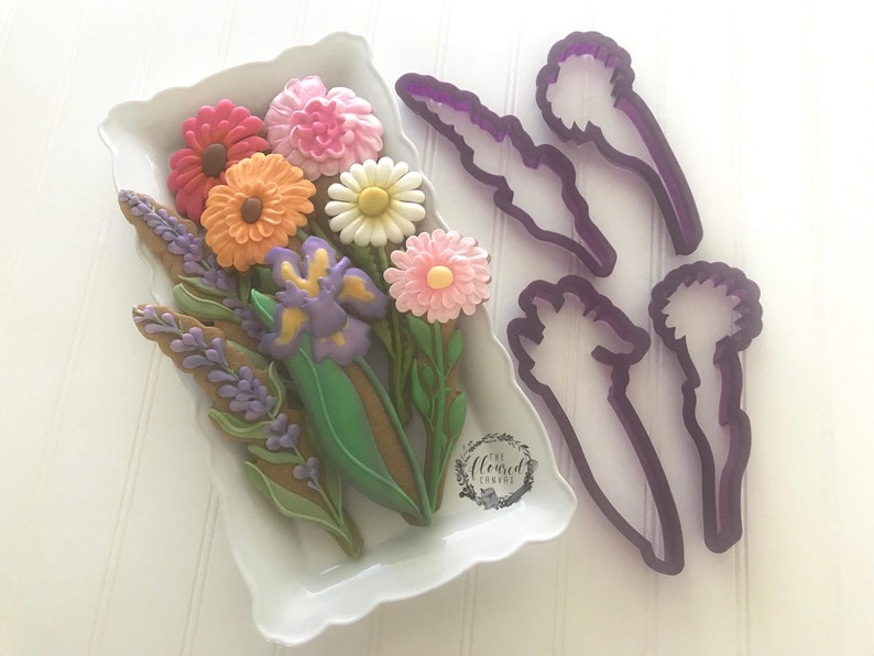 The Floured Canvas Mixed Floral Set of 4 Cookie Cutters and Fondant Cutters and Clay Cutters Set of 4 Flowers