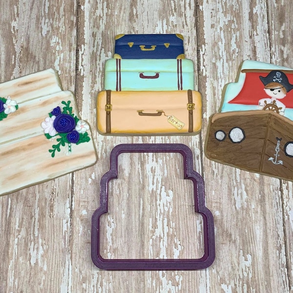 Stack of Suitcases or 3 Tiered Cake Cookie Cutter and Fondant Cutter and Clay Cutter