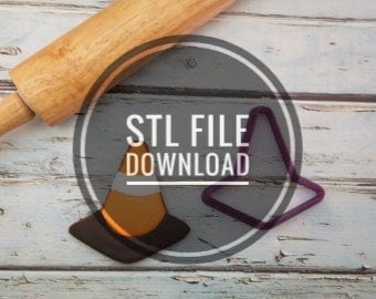 Digital STL File Download for Construction or Traffic Cone Cookie Cutter and Fondant Cutter and Clay Cutter