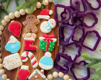 Set of 12 Advent Calendar Christmas Minis Cookie Cutter and Fondant Cutter and Clay Cutter