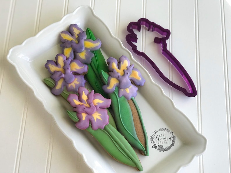 The Floured Canvas Mixed Floral Set of 4 Cookie Cutters and Fondant Cutters and Clay Cutters Iris