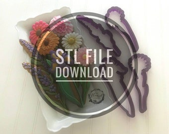 Digital STL File Download for The Floured Canvas Mixed Floral Set of 4 Cookie Cutters and Fondant Cutters and Clay Cutters