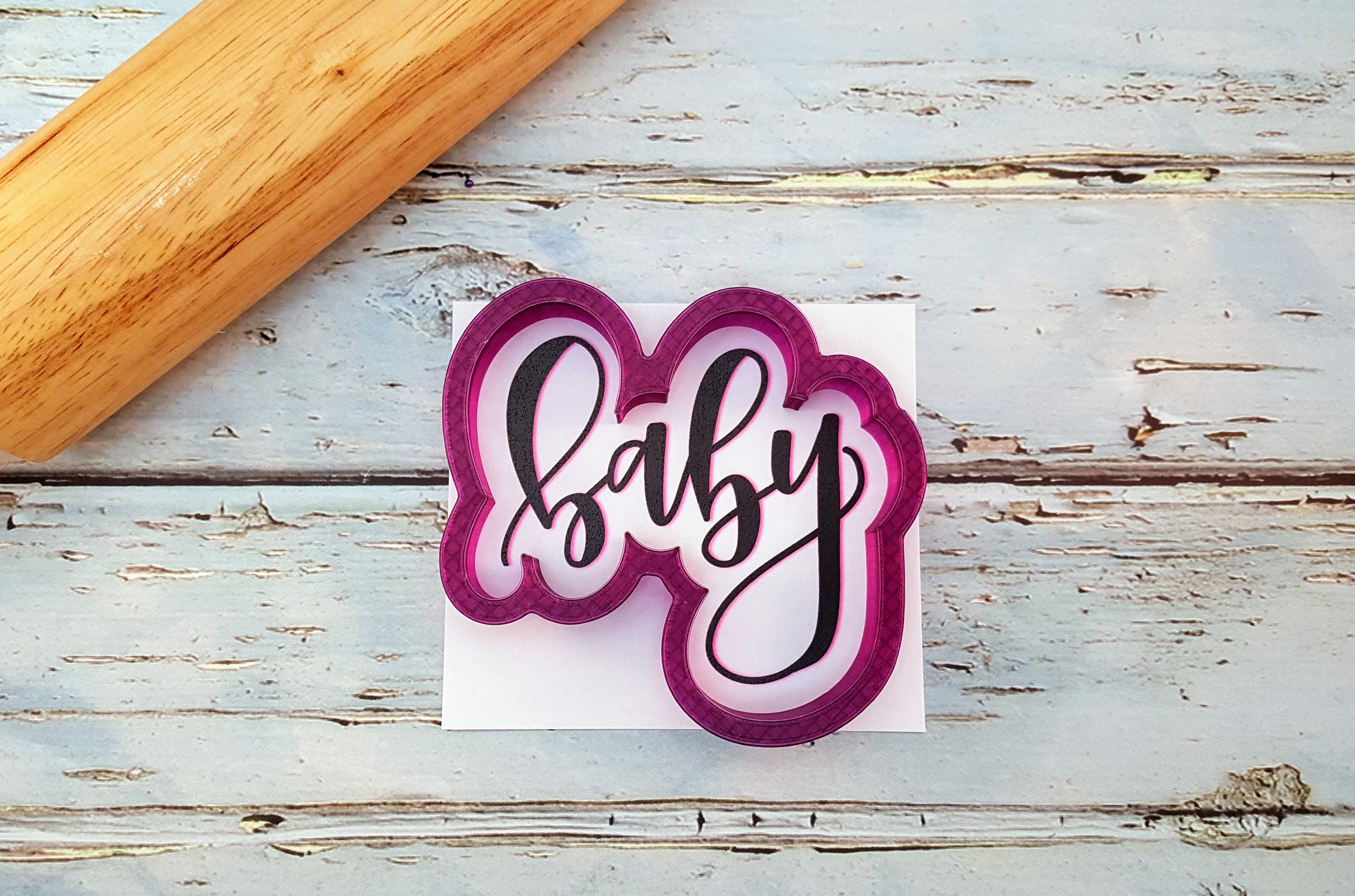Baby Hand Lettered Cookie Cutter and Fondant Cutter and Clay Etsy