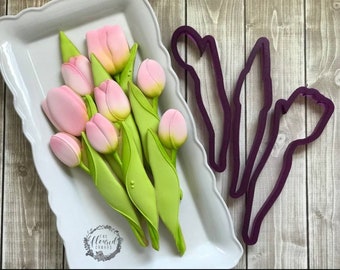 The Floured Canvas Tulip Bouquet Set of 3 Cookie Cutters and Fondant Cutters and Clay Cutters