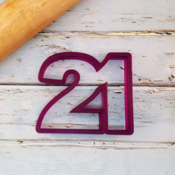 21 or Twenty One or Twenty First Number Cookie Cutter and Fondant Cutter and Clay Cutter