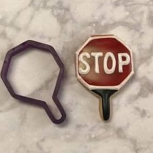 Hand Help Stop Sign or Crosswalk SignCookie Cutter and Fondant Cutter and Clay Cutter
