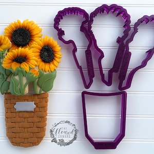 The Floured Canvas Sunflower Bouquet Set Cookie Cutters and Fondant Cutters and Clay Cutters