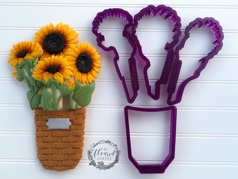 The Floured Canvas Sunflower Bouquet Set Cookie Cutters and Etsy