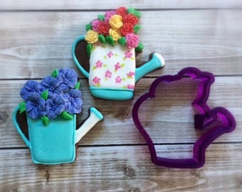 Flower Bouquet Watering Can Cookie Cutter and Fondant Cutter and Clay Cutter