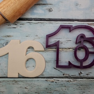 16 Sixteen Number Cookie Cutter and Fondant Cutter and Clay Cutter