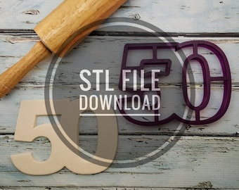 Descarga de archivo STL digital para cortador de galletas y cortador de fondant y cortador de arcilla con el número 50