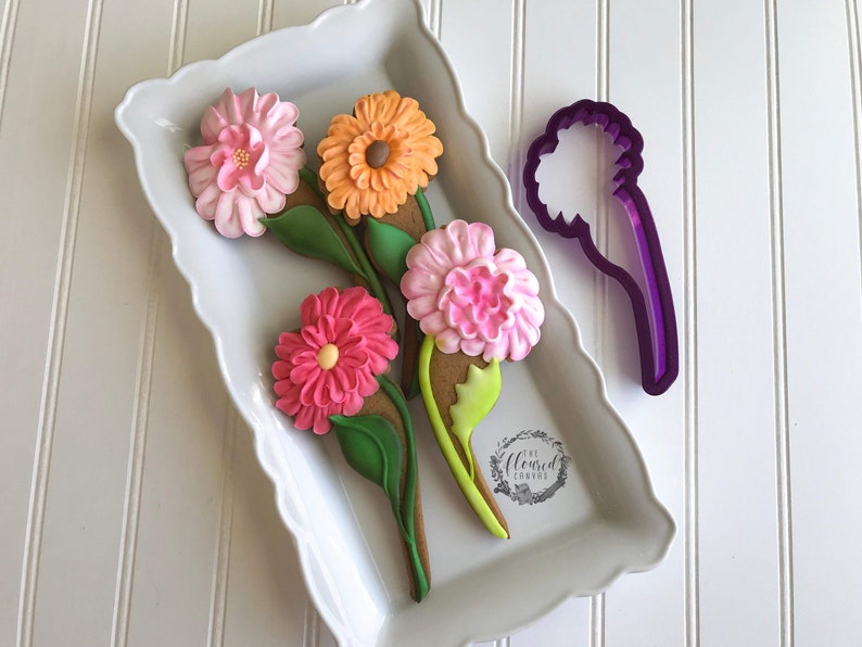 The Floured Canvas Mixed Floral Set of 4 Cookie Cutters and Fondant Cutters and Clay Cutters image 4