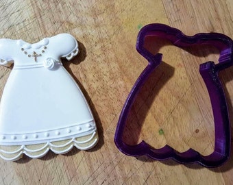 Dress Princess Baptismal Cookie Cutter or Fondant Cutter and Clay Cutter