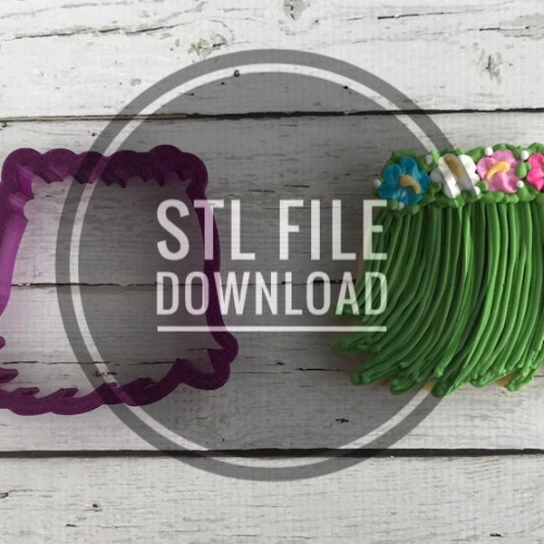 Digital STL File Download Hula Skirt or Grass Skirt or Luau Skirt Cookie Cutter and Fondant Cutter and Clay Cutter