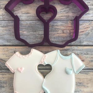 Twin Baby Onesies or Baby Buntings Cookie Cutter and Fondant Cutter and Clay Cutter