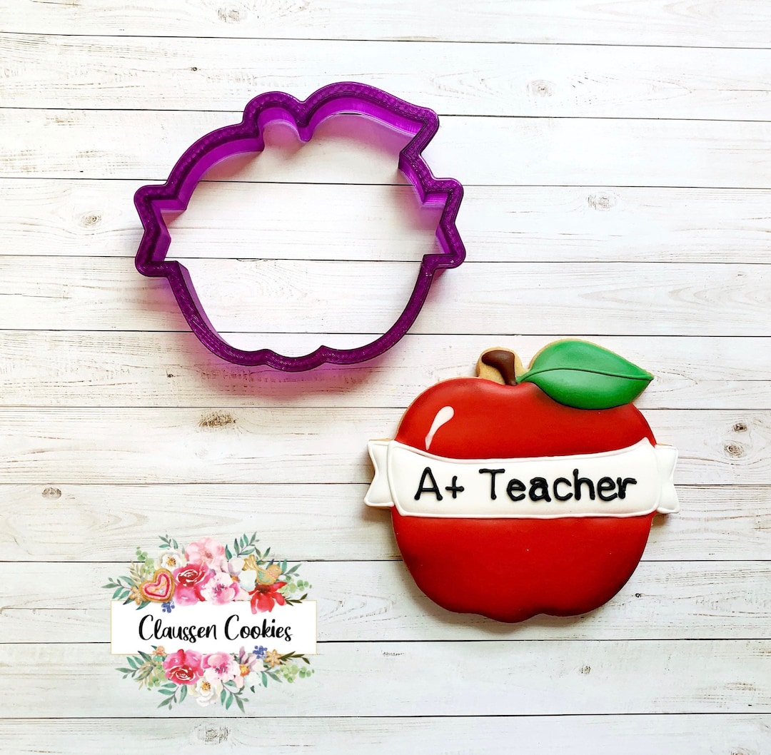 Apple With Banner or Ribbon Cookie Cutter or Fondant Cutter and Clay ...