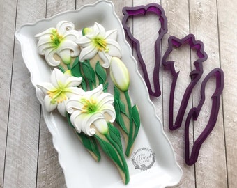 The Floured Canvas Easter Lily Bouquet Set of 3 Cookie Cutters and Fondant Cutters and Clay Cutters