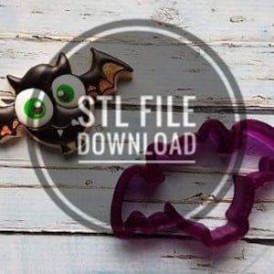 Digital STL File Download for Bat or Halloween Bat Cookie Cutter or Fondant Cutter and Clay Cutter