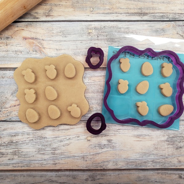 Tic Tac Toe Board for Easter Cookie Cutter and Fondant Cutter and Clay Cutter with Optional Stencil
