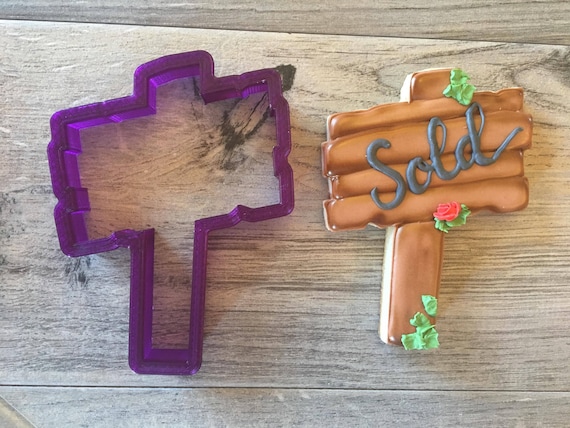Wooden Sign or Gone Fishing Sign or North Pole or Pumpkin Patch Sign Cookie Cutter and Fondant Cutter and Clay Cutter