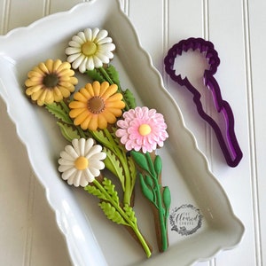 The Floured Canvas Mixed Floral Set of 4 Cookie Cutters and Fondant Cutters and Clay Cutters Daisy/Dandelion