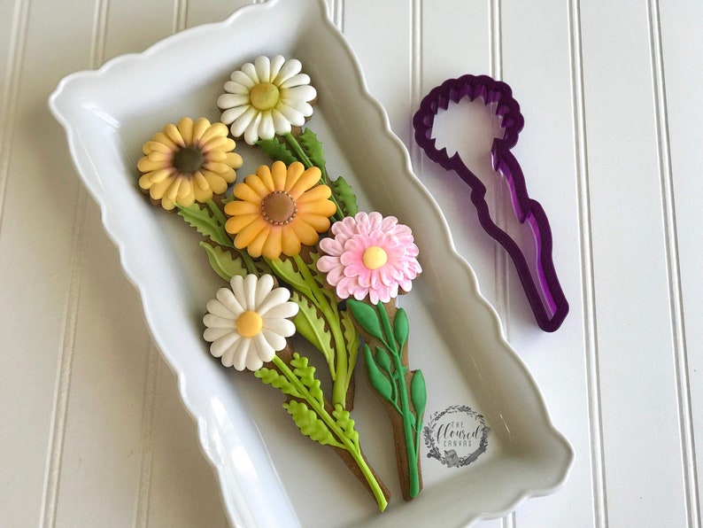 The Floured Canvas Mixed Floral Set of 4 Cookie Cutters and Fondant Cutters and Clay Cutters Daisy/Dandelion