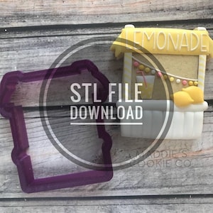 Digital STL File Download for Lemonade Stand Cookie Cutter and Fondant Cutter and Clay Cutter